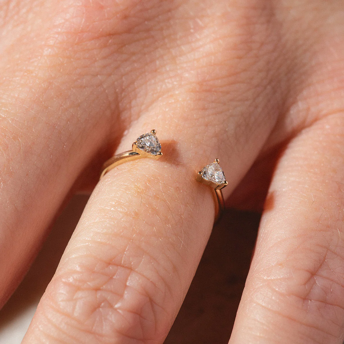 Open Wedding Band with Two Diamond Hearts - Image 2