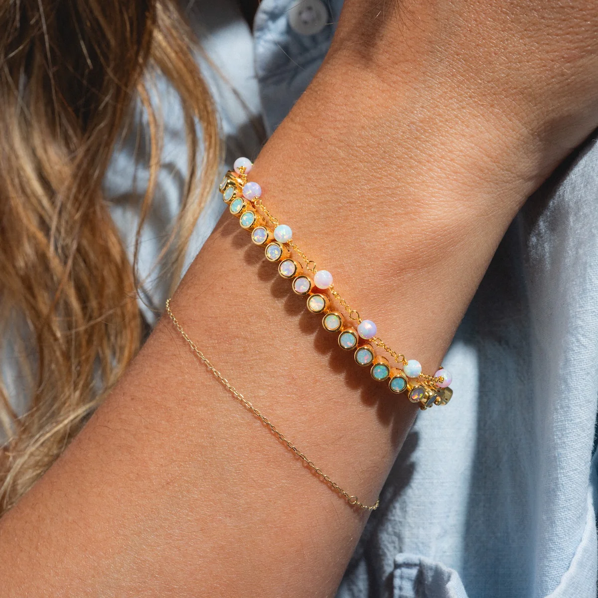 Pastel Opal Ombre Tennis Bracelet - Image 3