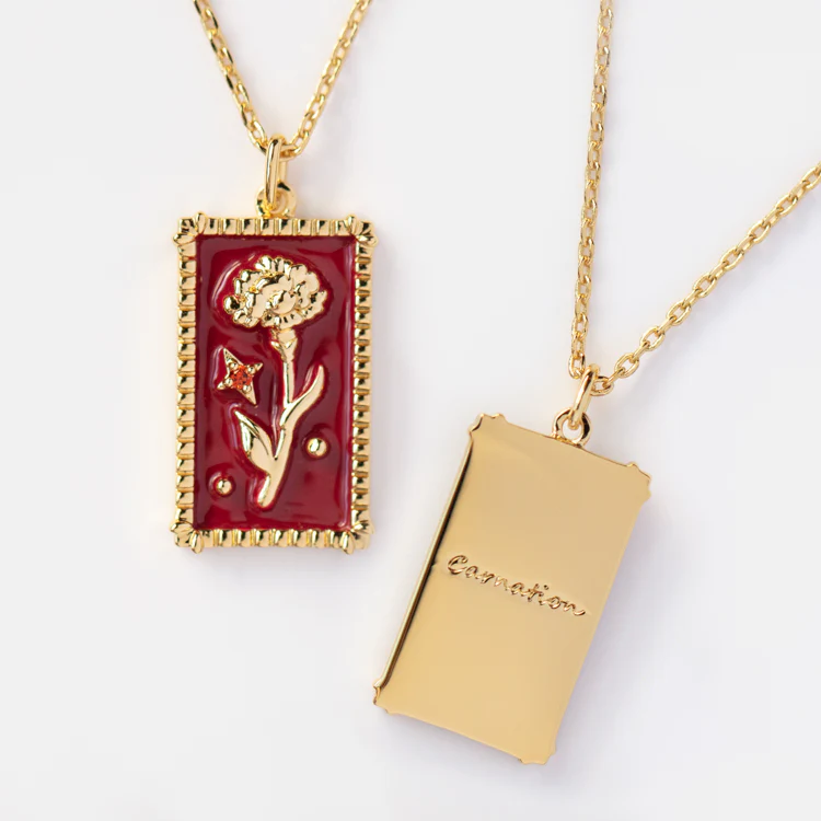 Enamel Birth Flower Pendant Necklace - Image 11