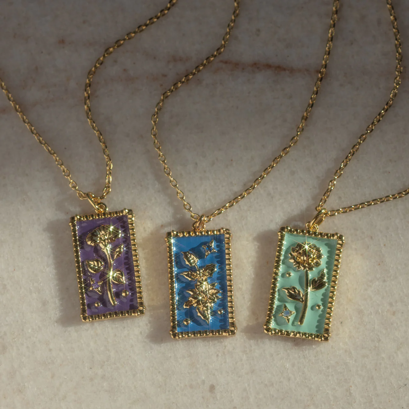 Enamel Birth Flower Pendant Necklace - Image 9