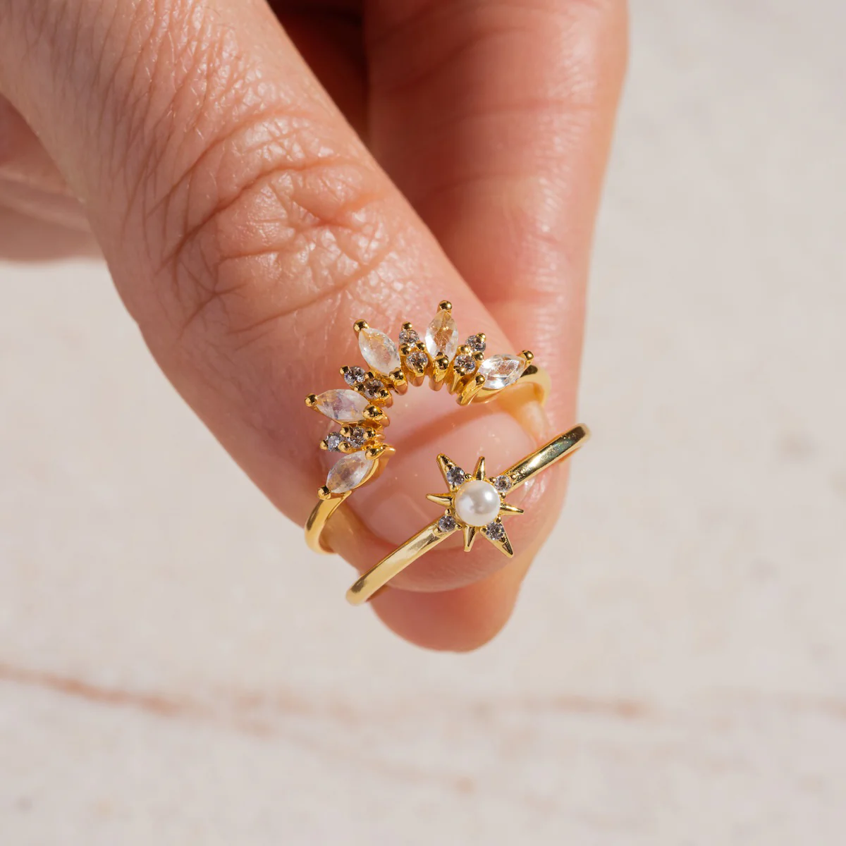 Rainbow Moonstone Sunrise Arc Ring - Image 3