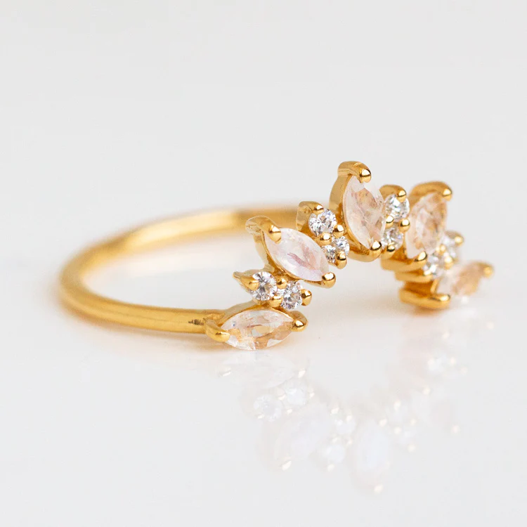 Rainbow Moonstone Sunrise Arc Ring - Image 5