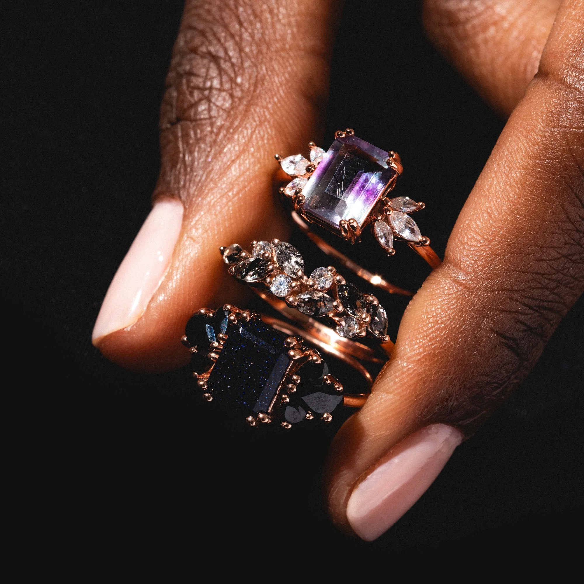 Rose Gold Fluorite Topaz Hazy Dream Ring - Image 4