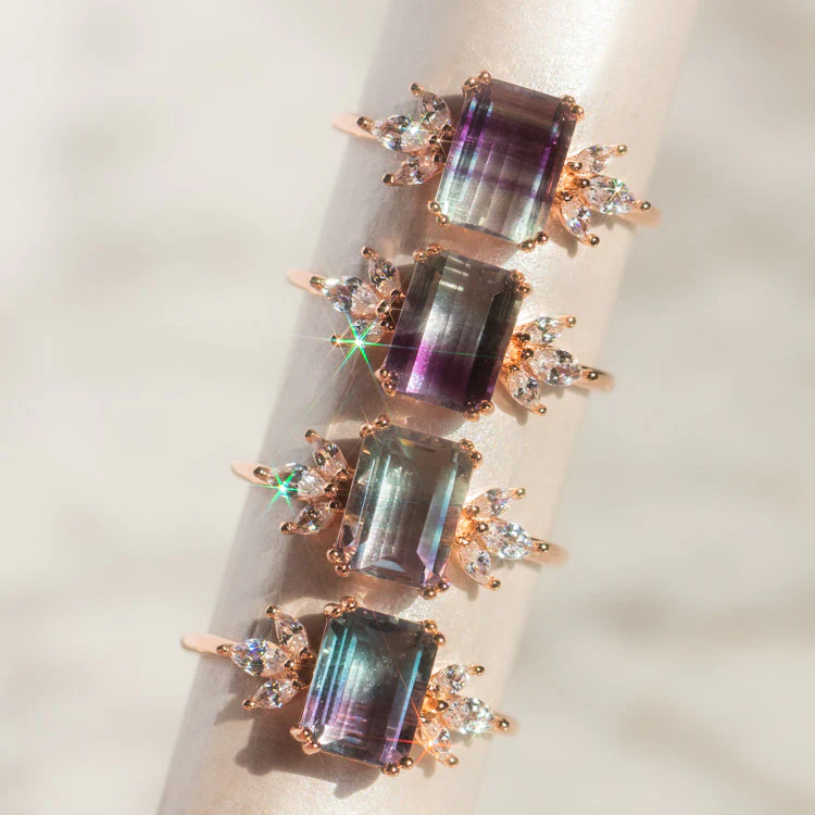 Rose Gold Fluorite Topaz Hazy Dream Ring - Image 5