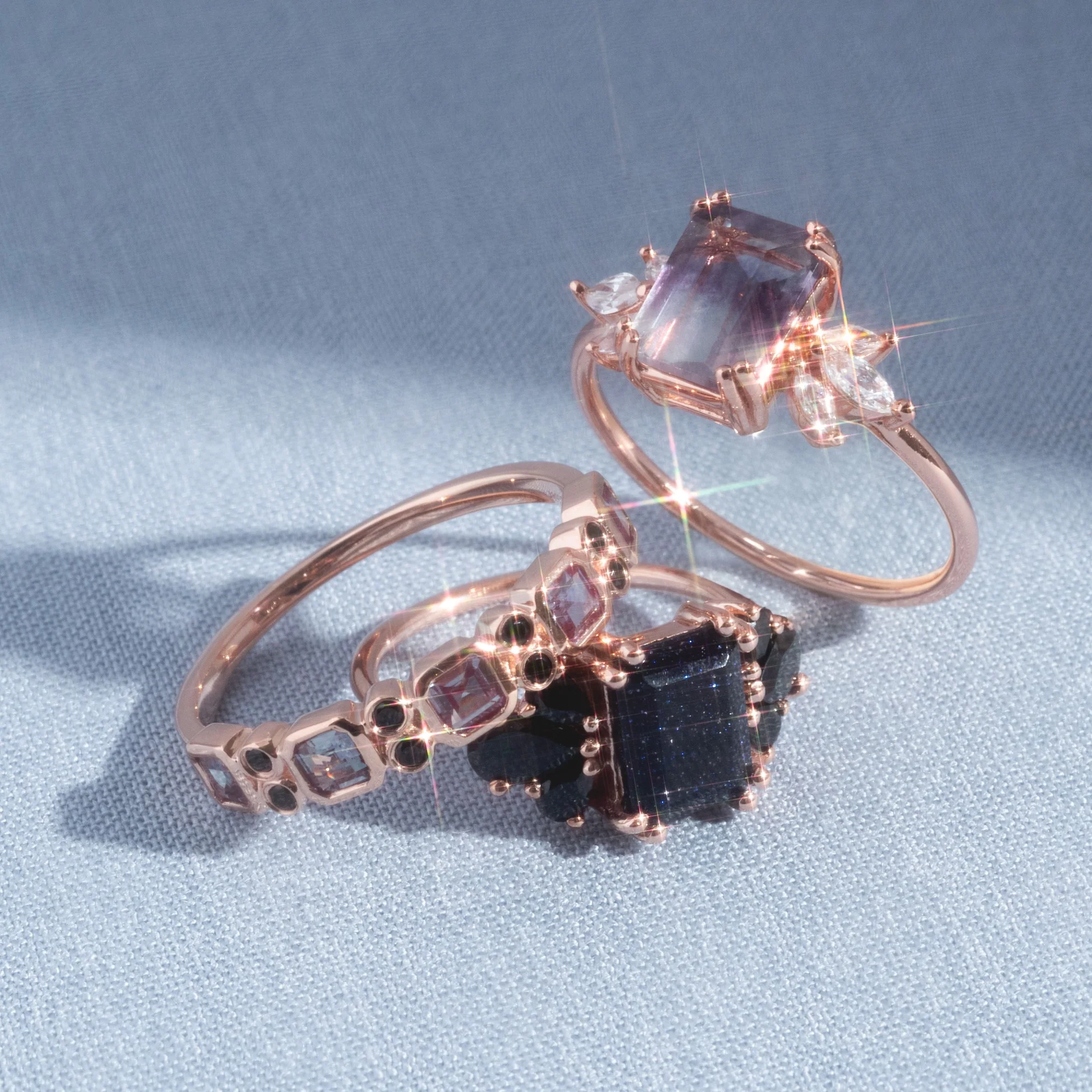 Rose Gold Fluorite Topaz Hazy Dream Ring - Image 8