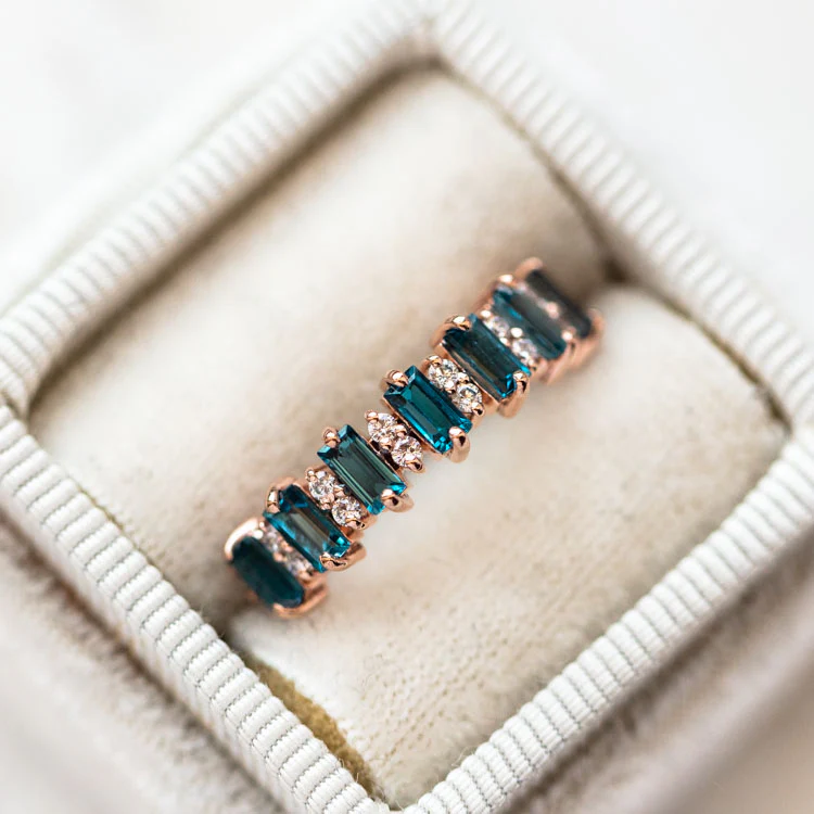 Rose Gold London Blue Topaz Canary Ring - Image 3