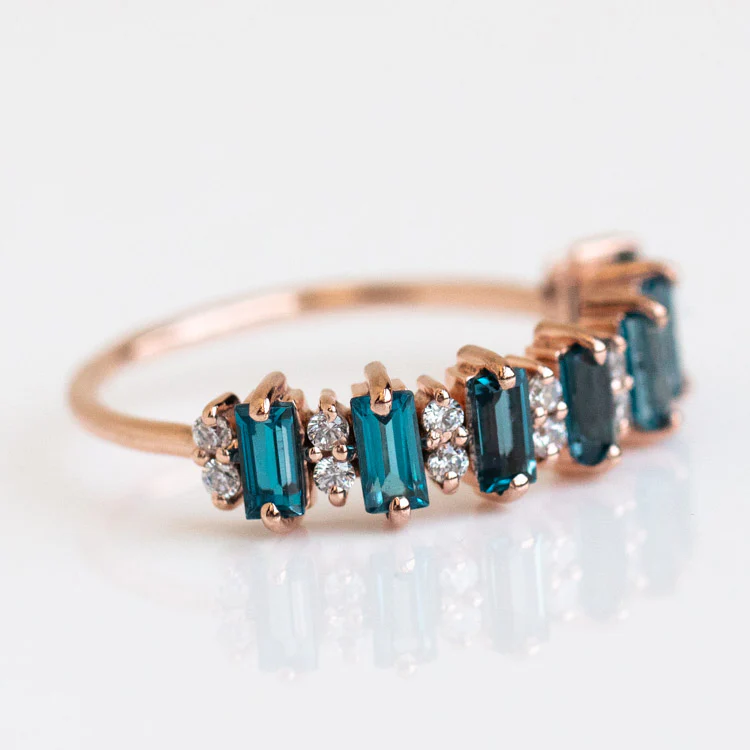 Rose Gold London Blue Topaz Canary Ring - Image 4