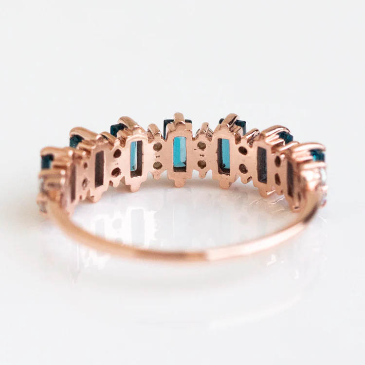 Rose Gold London Blue Topaz Canary Ring - Image 5