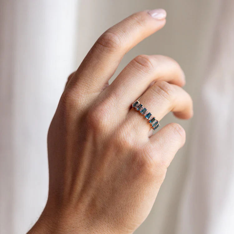 Rose Gold London Blue Topaz Canary Ring - Image 6