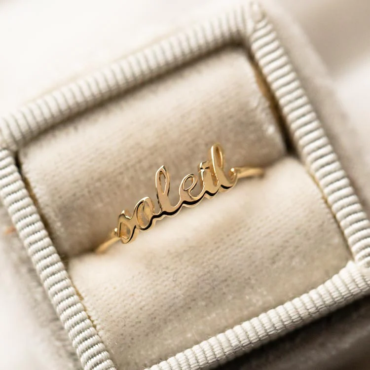 "Say My Name" 14K Custom Cursive Letter Ring - Image 3