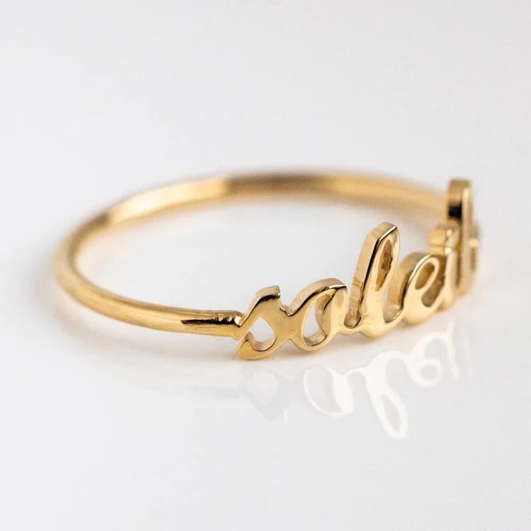 "Say My Name" 14K Custom Cursive Letter Ring - Image 5
