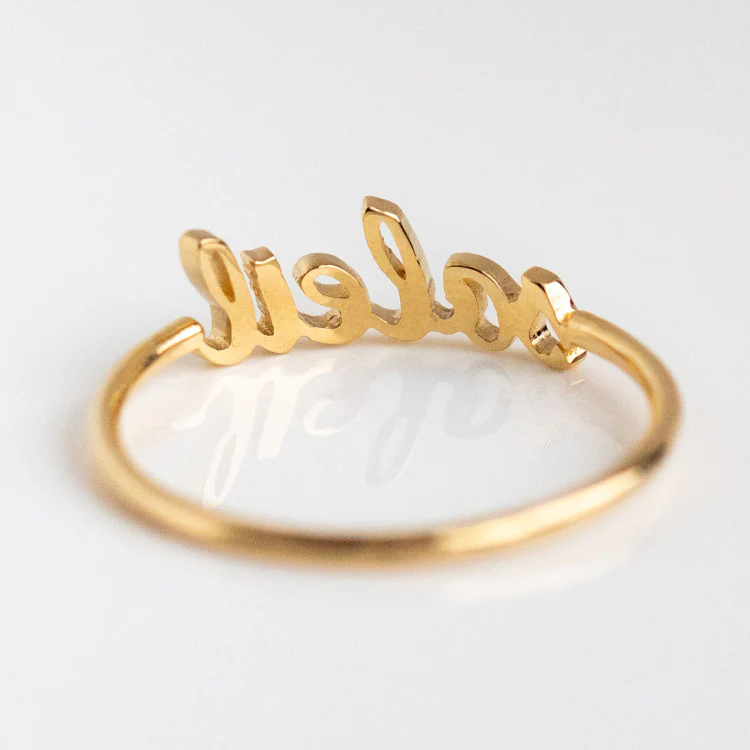 "Say My Name" 14K Custom Cursive Letter Ring - Image 6