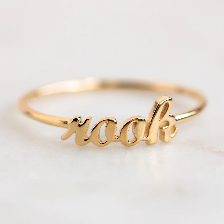 "Say My Name" 14K Custom Cursive Letter Ring - Image 7
