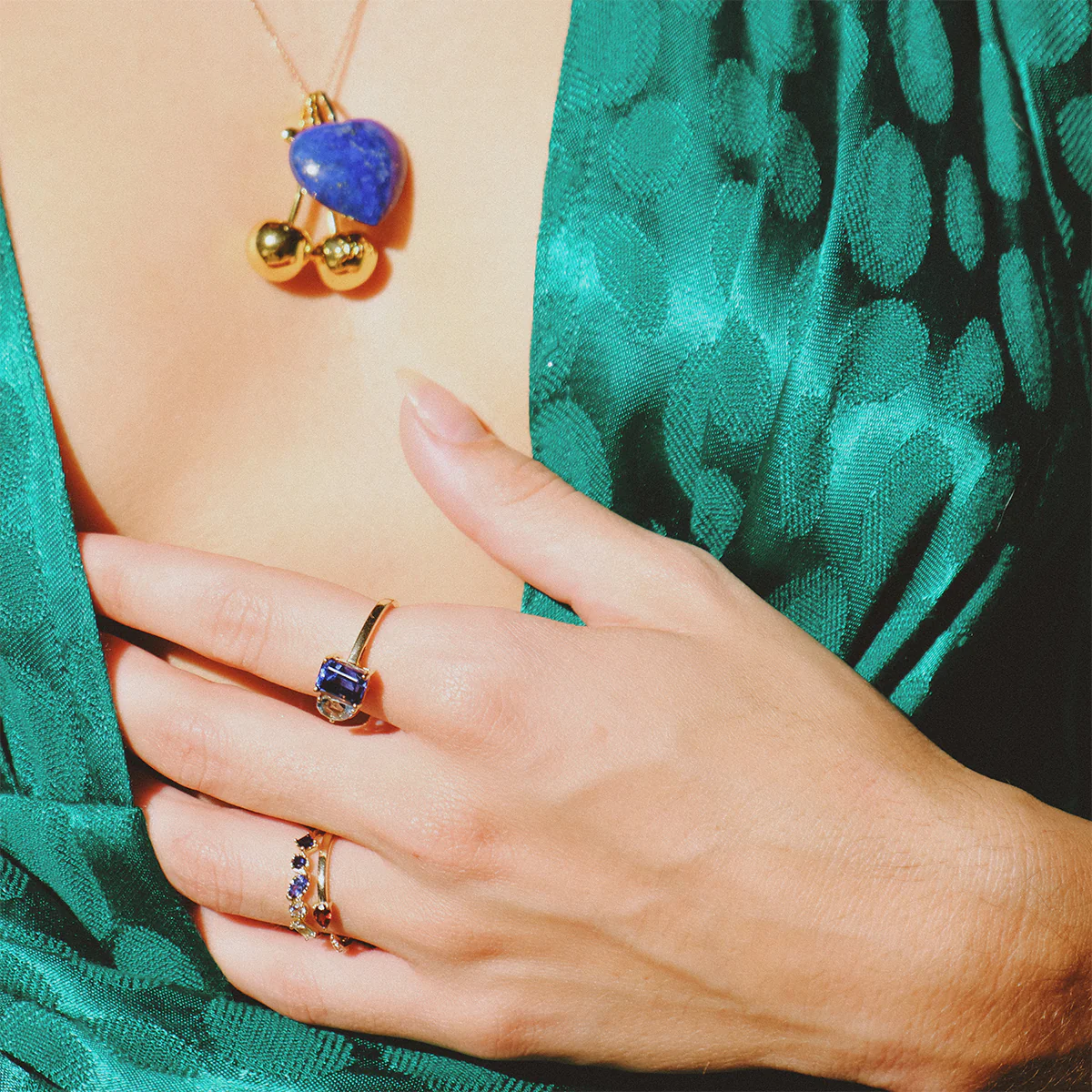 Solid Gold Toi et Moi Colorful Gemstone Ring - Image 10