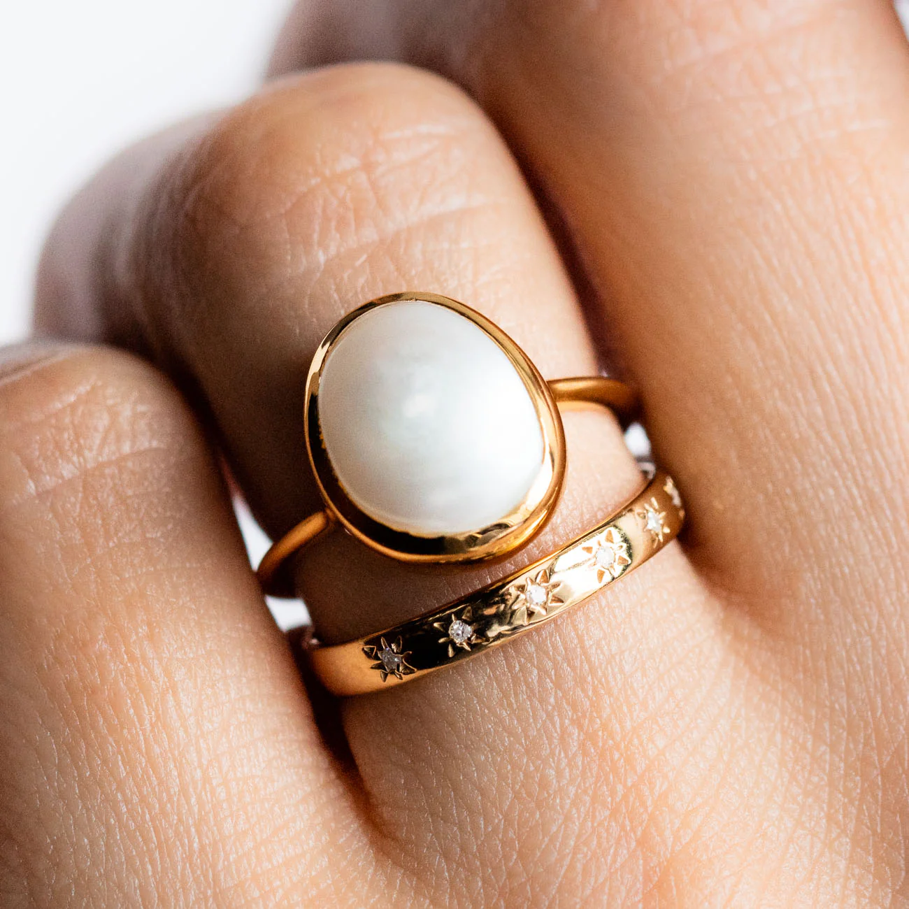 Simple Semi Precious Pearl Ring - Image 5
