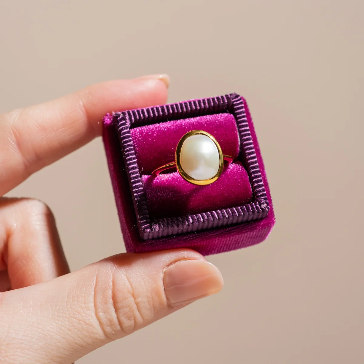 Simple Semi Precious Pearl Ring - Image 7