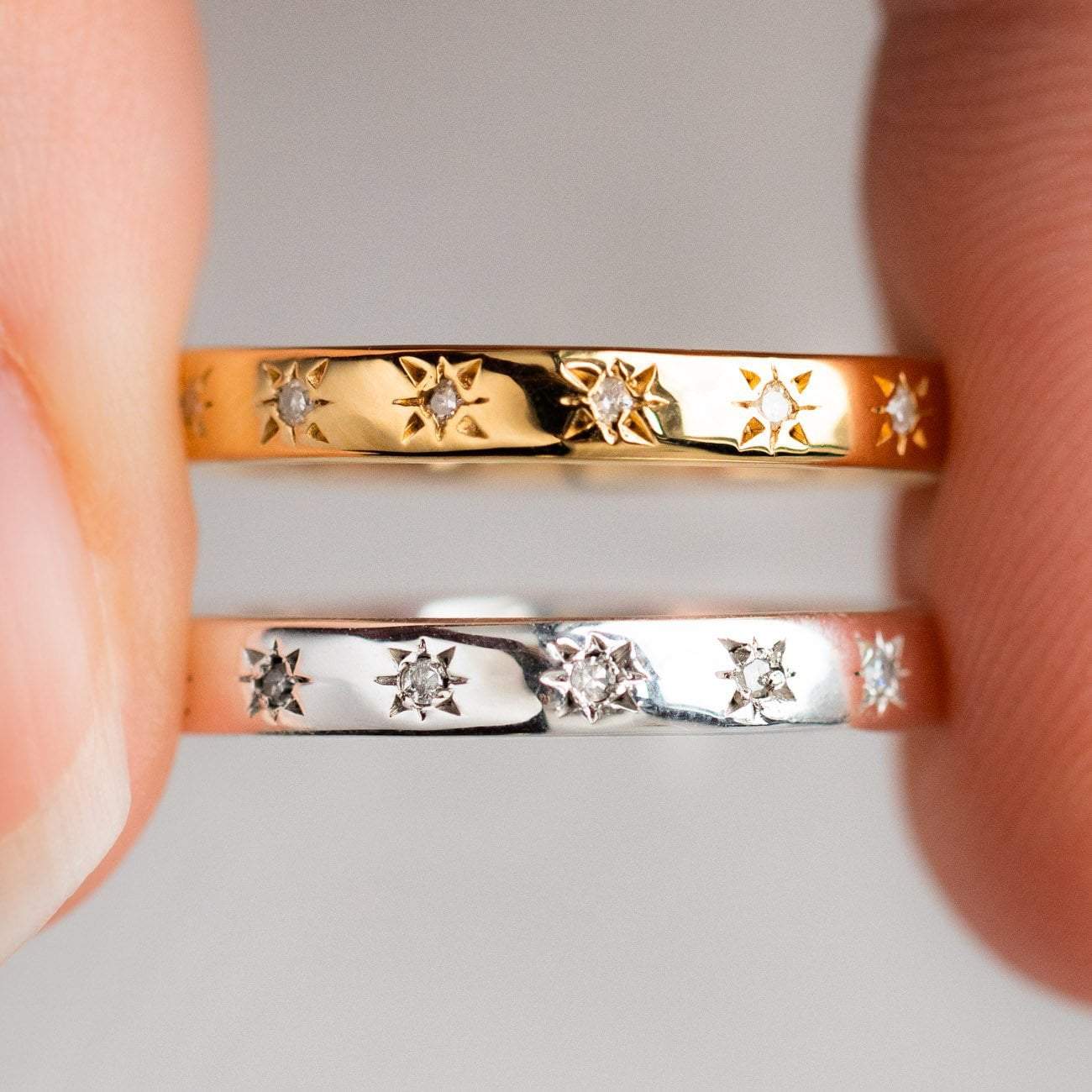 Simple Star Set Diamond Band - Image 5