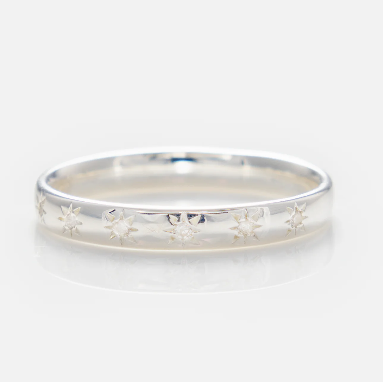 Simple Star Set Diamond Band - Image 8