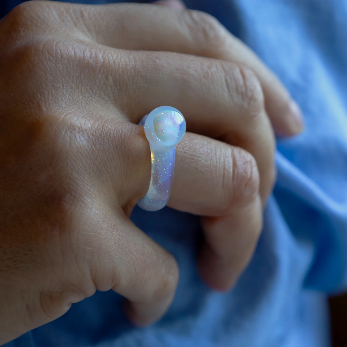 Small Opal Glass Ring - Image 10