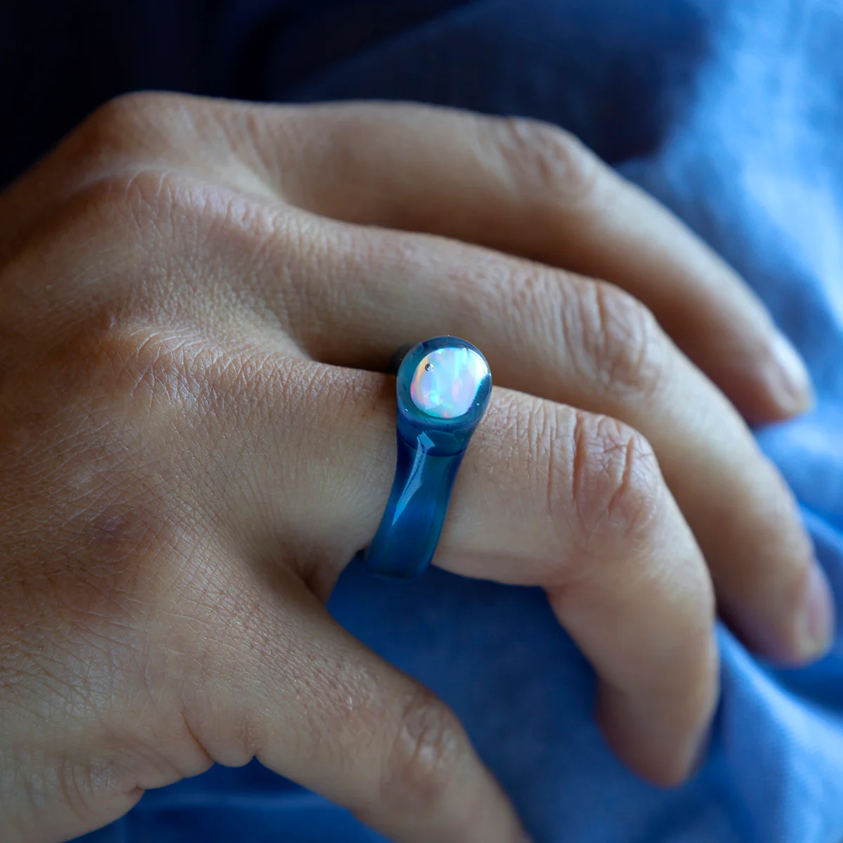 Small Opal Glass Ring - Image 8