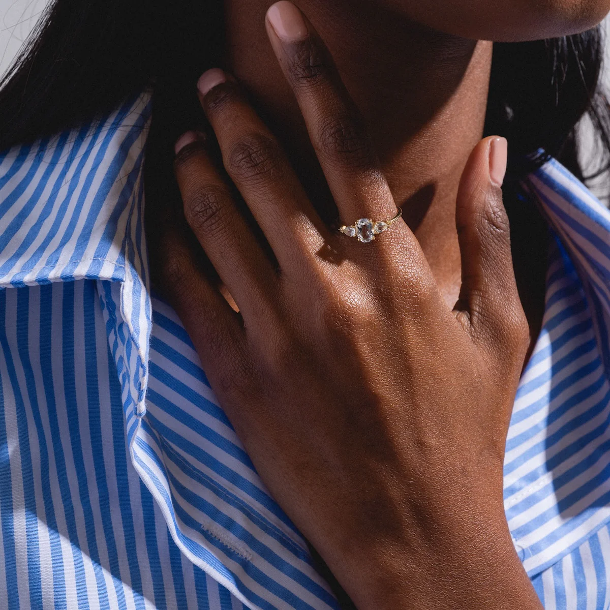 Solid Gold 2025 April Capsule Classic White Topaz Statement Ring - Image 3