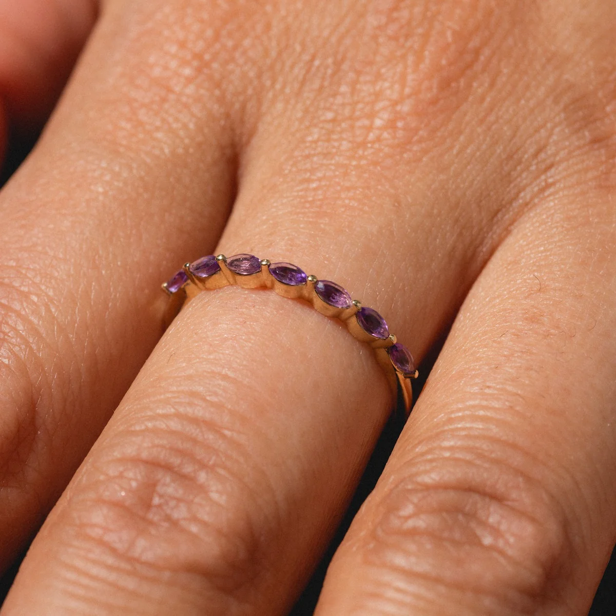 Solid Gold 2025 February Capsule Delicate Amethyst Stacking Ring - Image 2