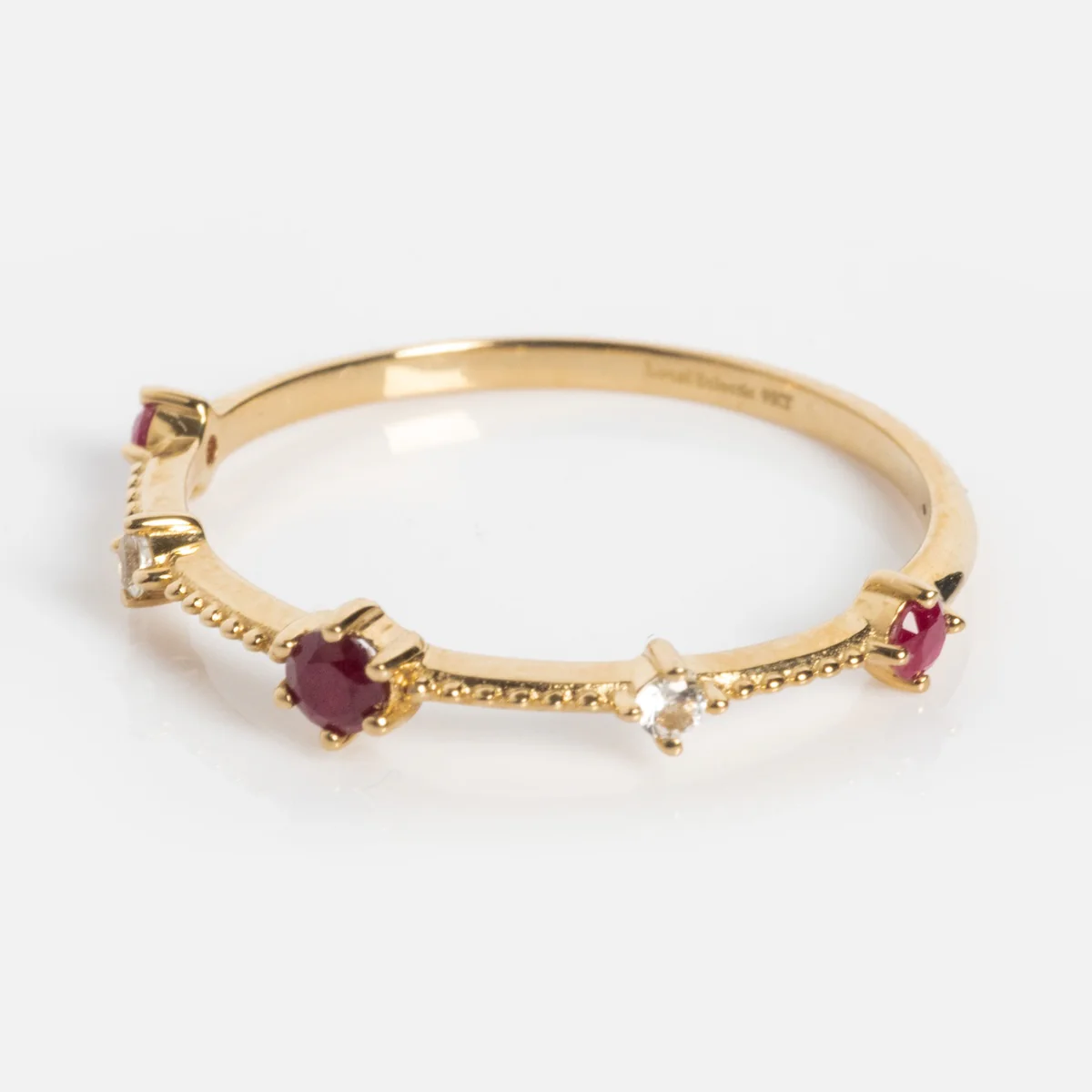Solid Gold 2025 July Capsule Delicate Ruby Stacking Ring - Image 9