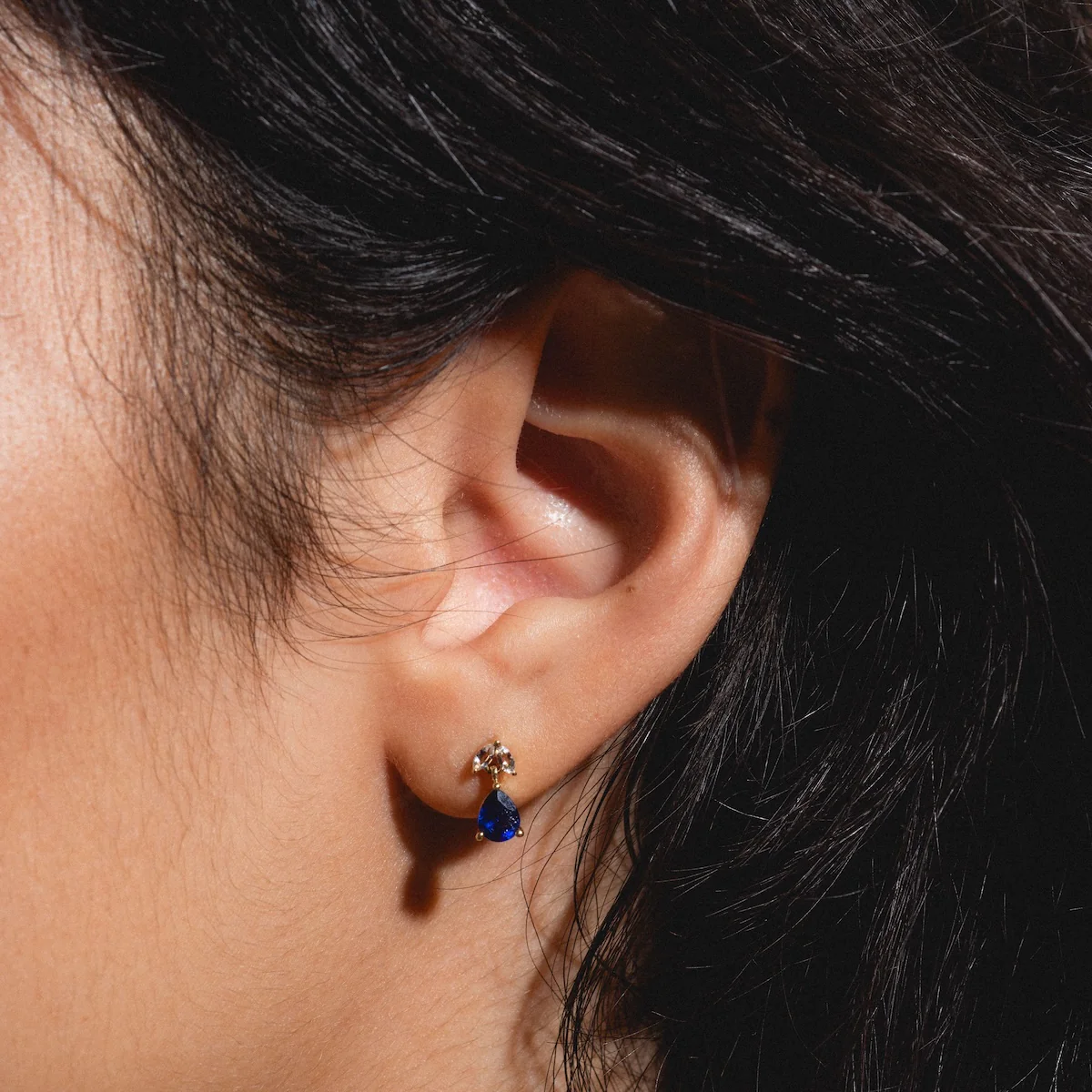 Solid Gold 2025 September Capsule Classic Blue Sapphire Stud Earrings - Image 2