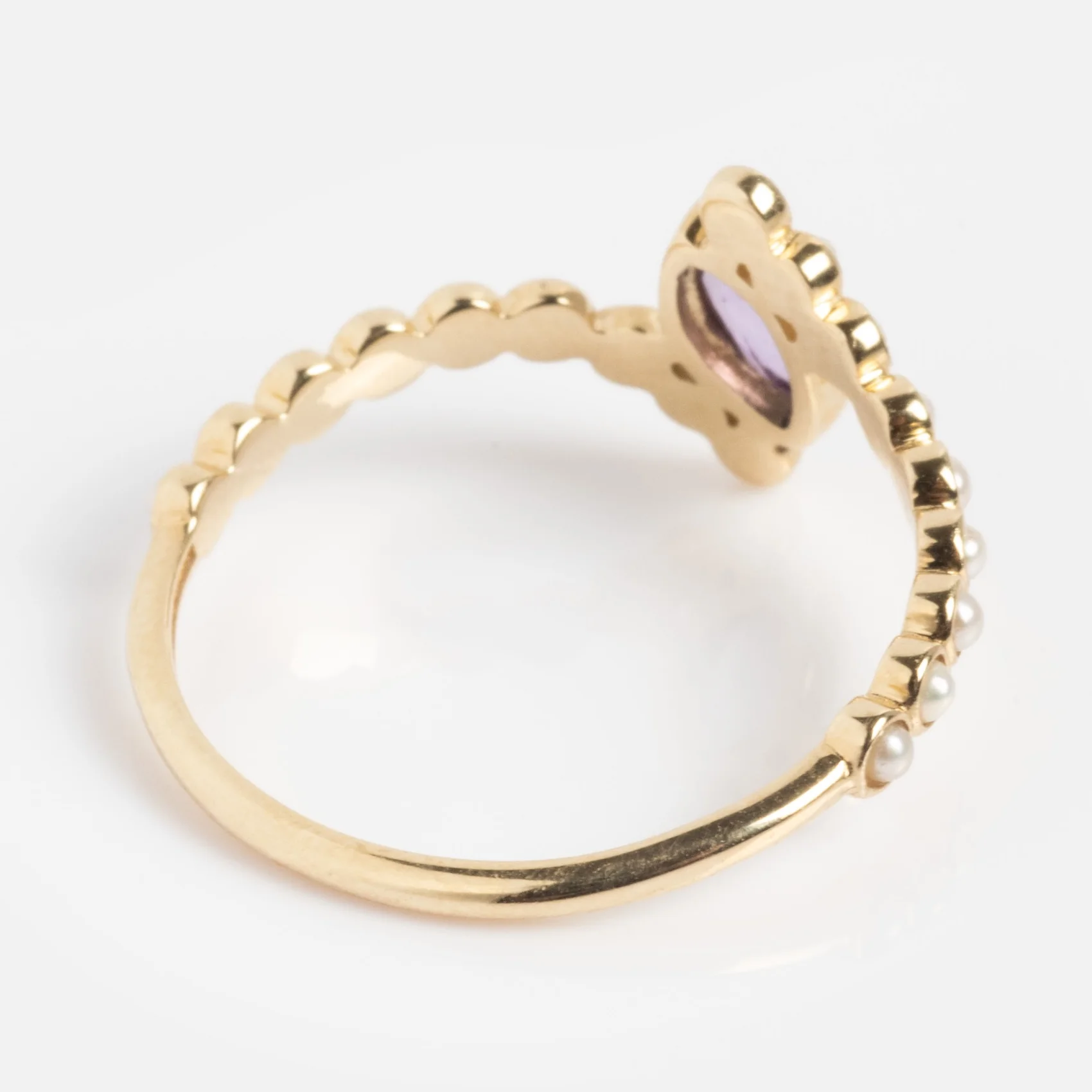 Solid Gold 2026 February Capsule Floating Amethyst and Pearl Twist Ring - Image 7