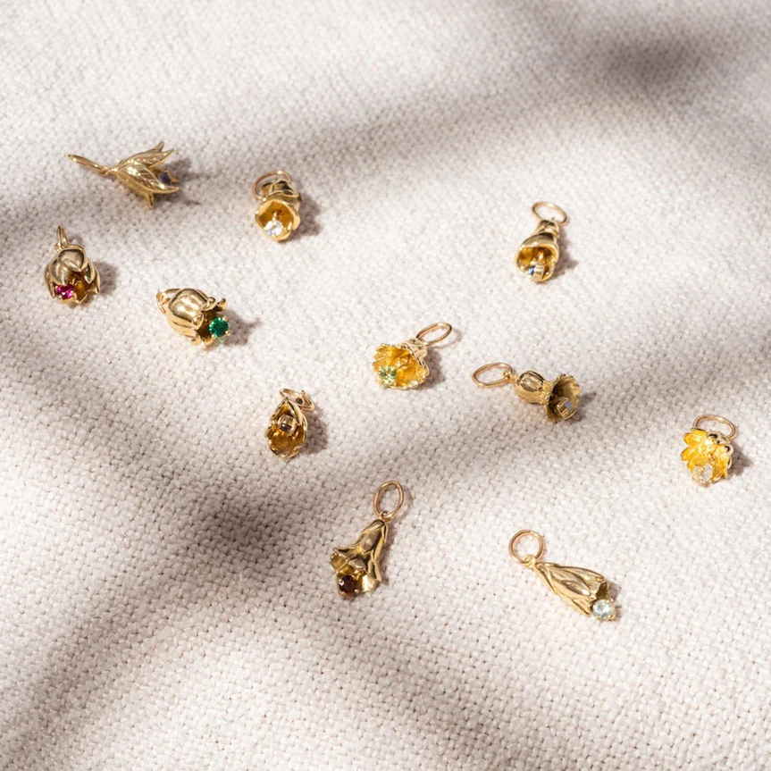 Solid Gold Birth Flower Bud Charm - Image 12
