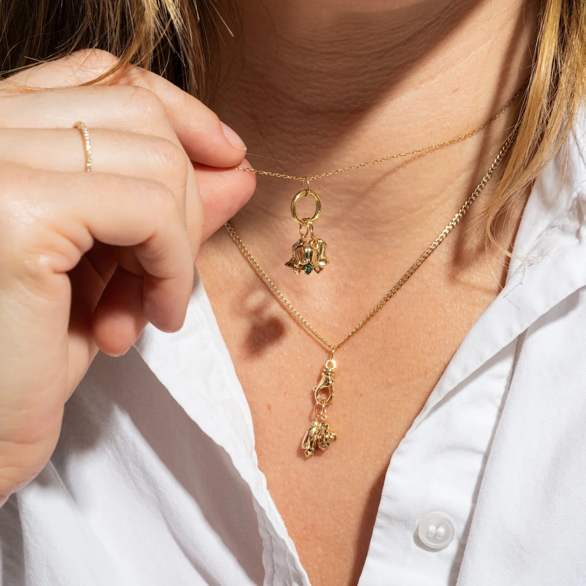 Solid Gold Birth Flower Bud Charm - Image 3