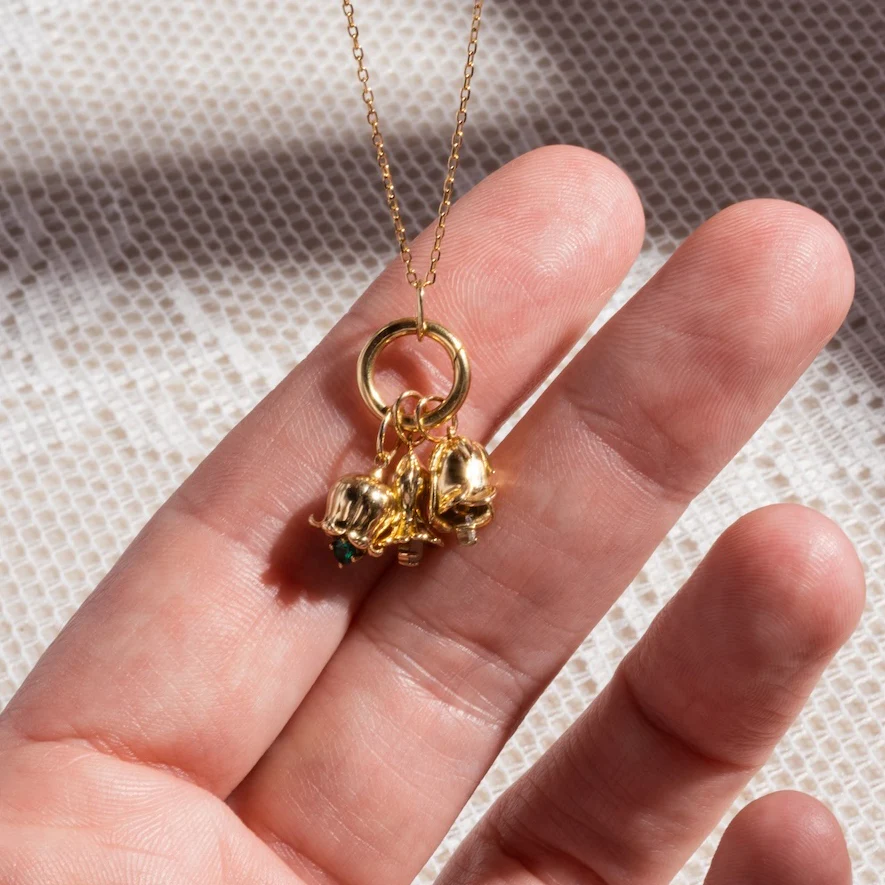 Solid Gold Birth Flower Bud Charm - Image 8
