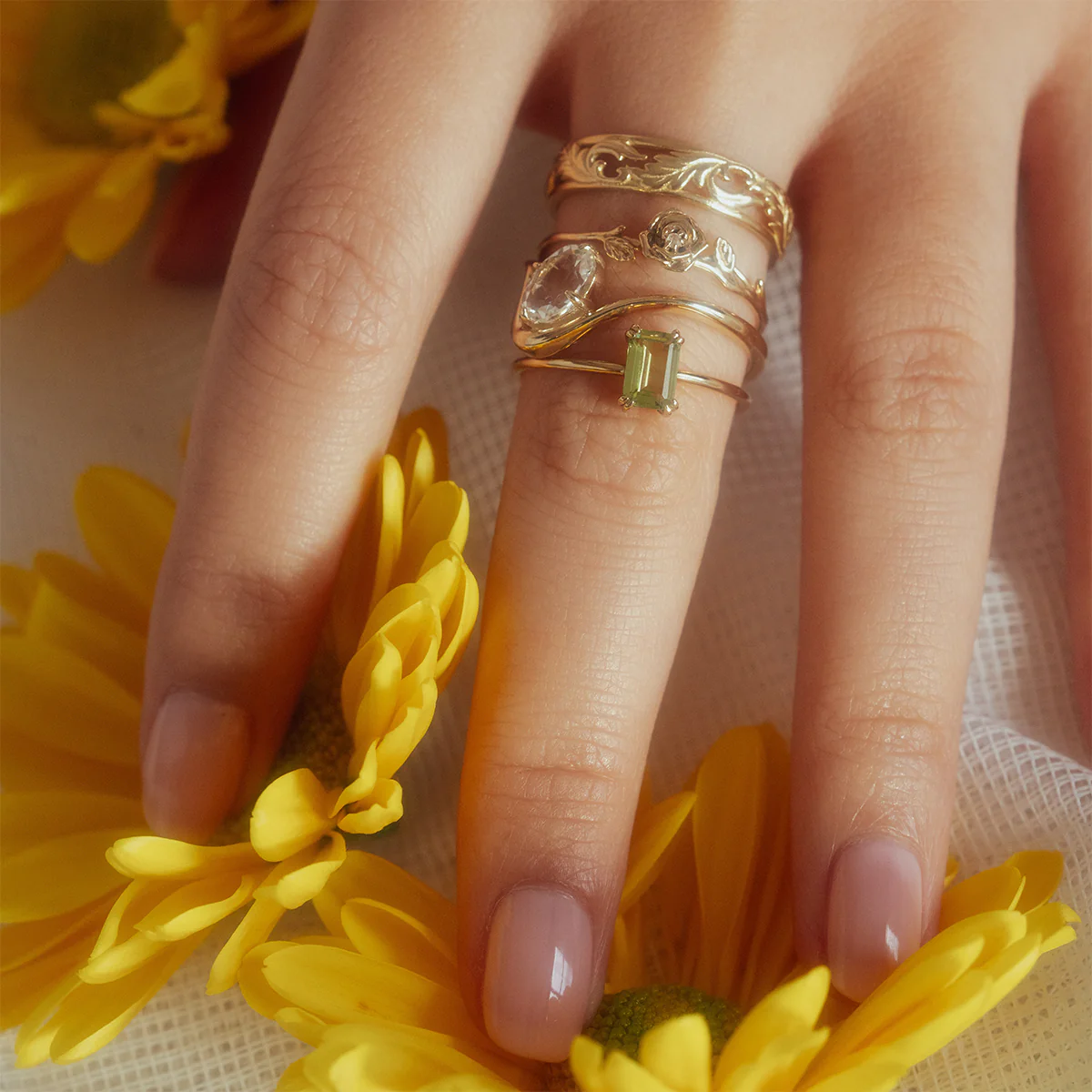 Solid Gold Birth Flower Ring - Image 10