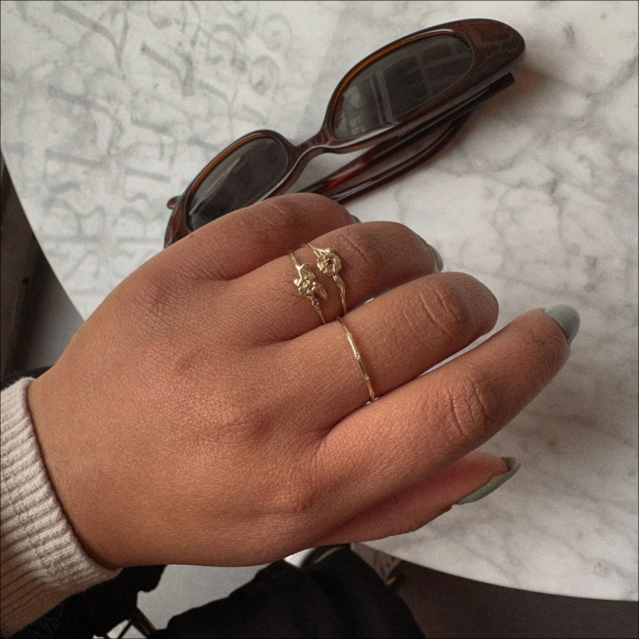 Solid Gold Birth Flower Ring - Image 13
