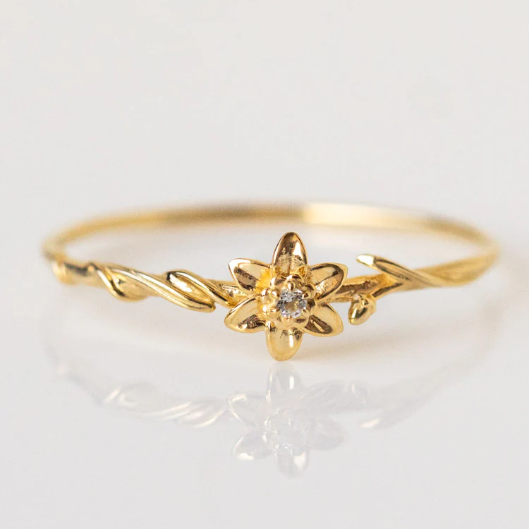 Solid Gold Birth Flower Ring Last Chance Sizes - Image 21