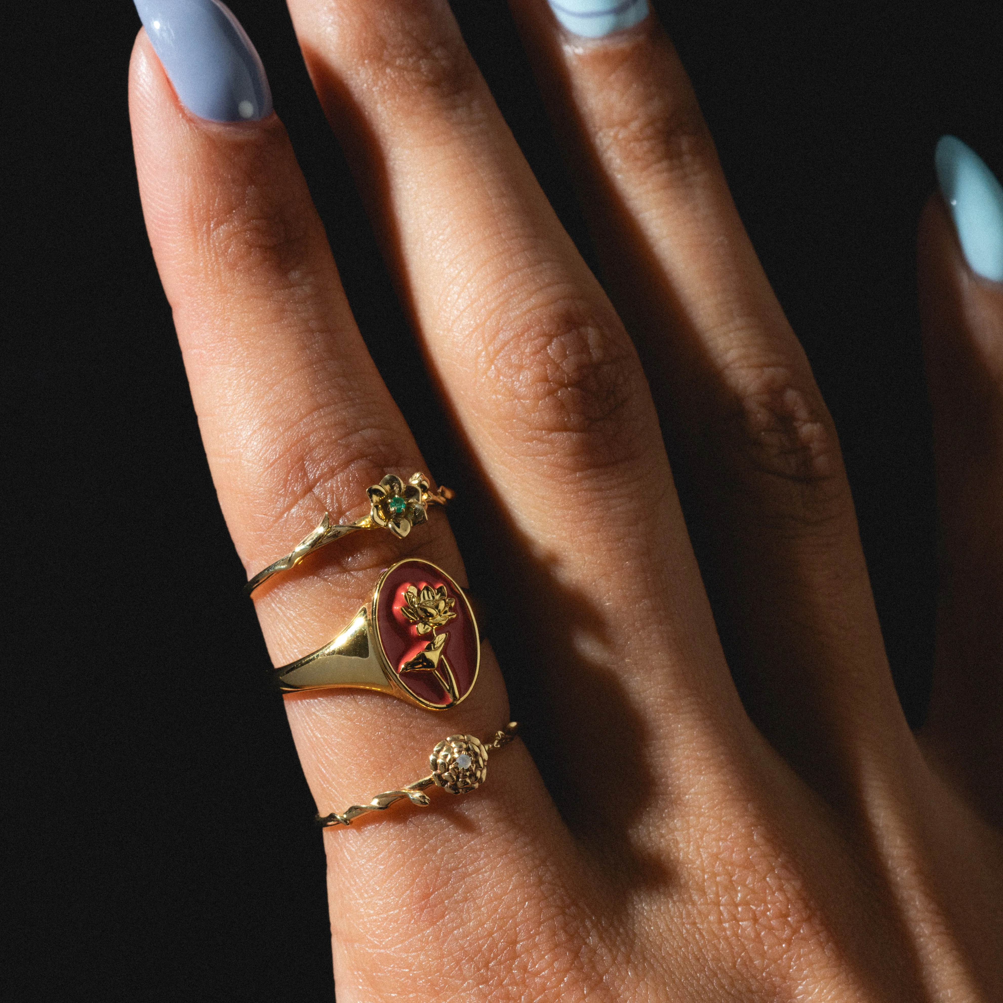 Solid Gold Birth Flower Ring - Image 6