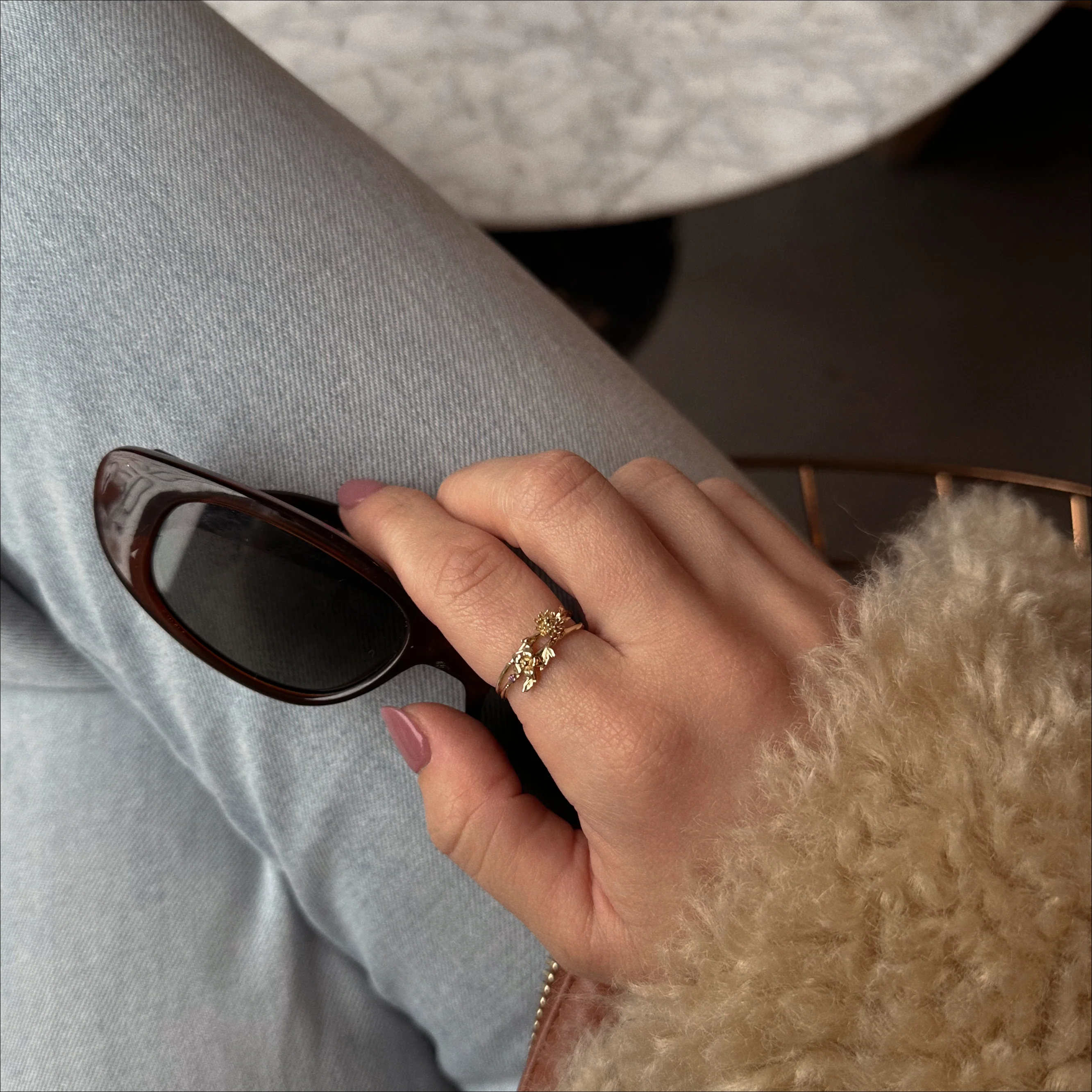 Solid Gold Birth Flower Ring - Image 7