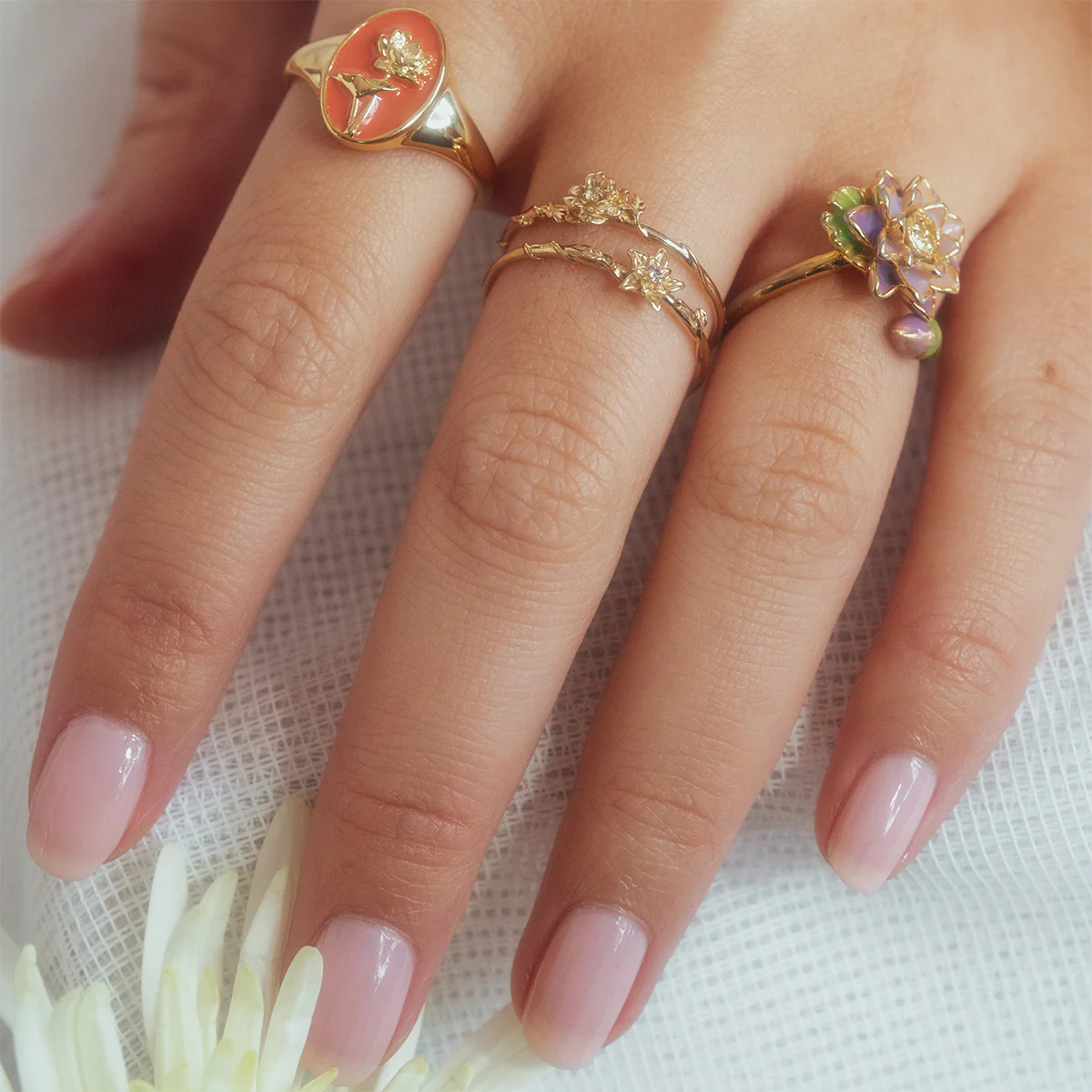 Solid Gold Birth Flower Ring - Image 8