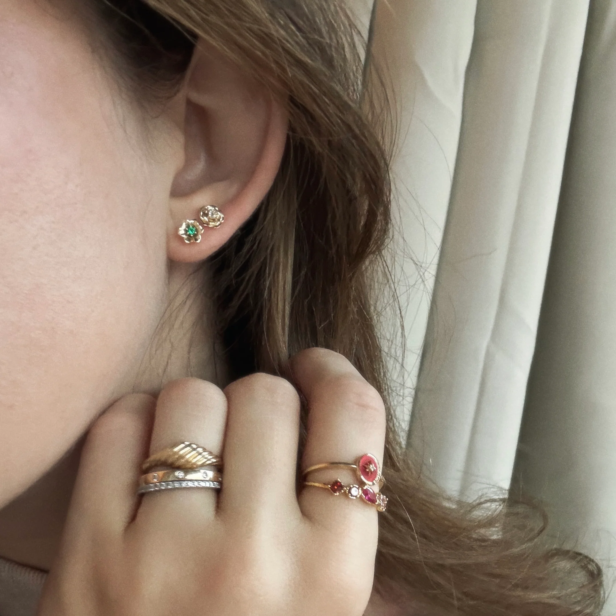 Solid Gold Birth Flower Studs - Image 10