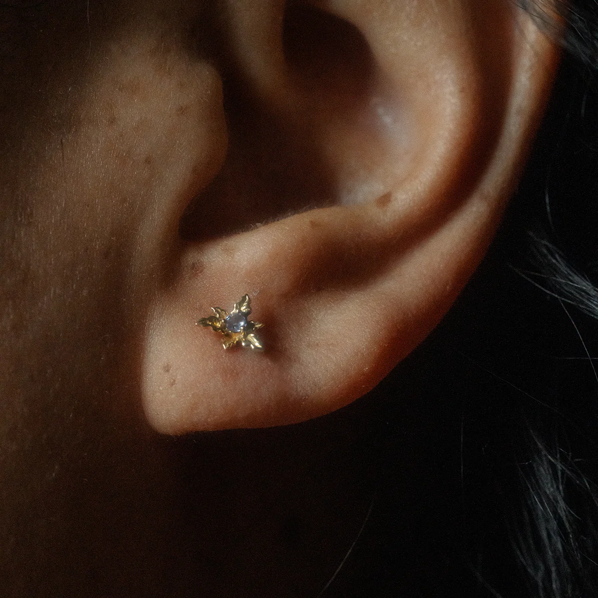 Solid Gold Birth Flower Studs - Image 2