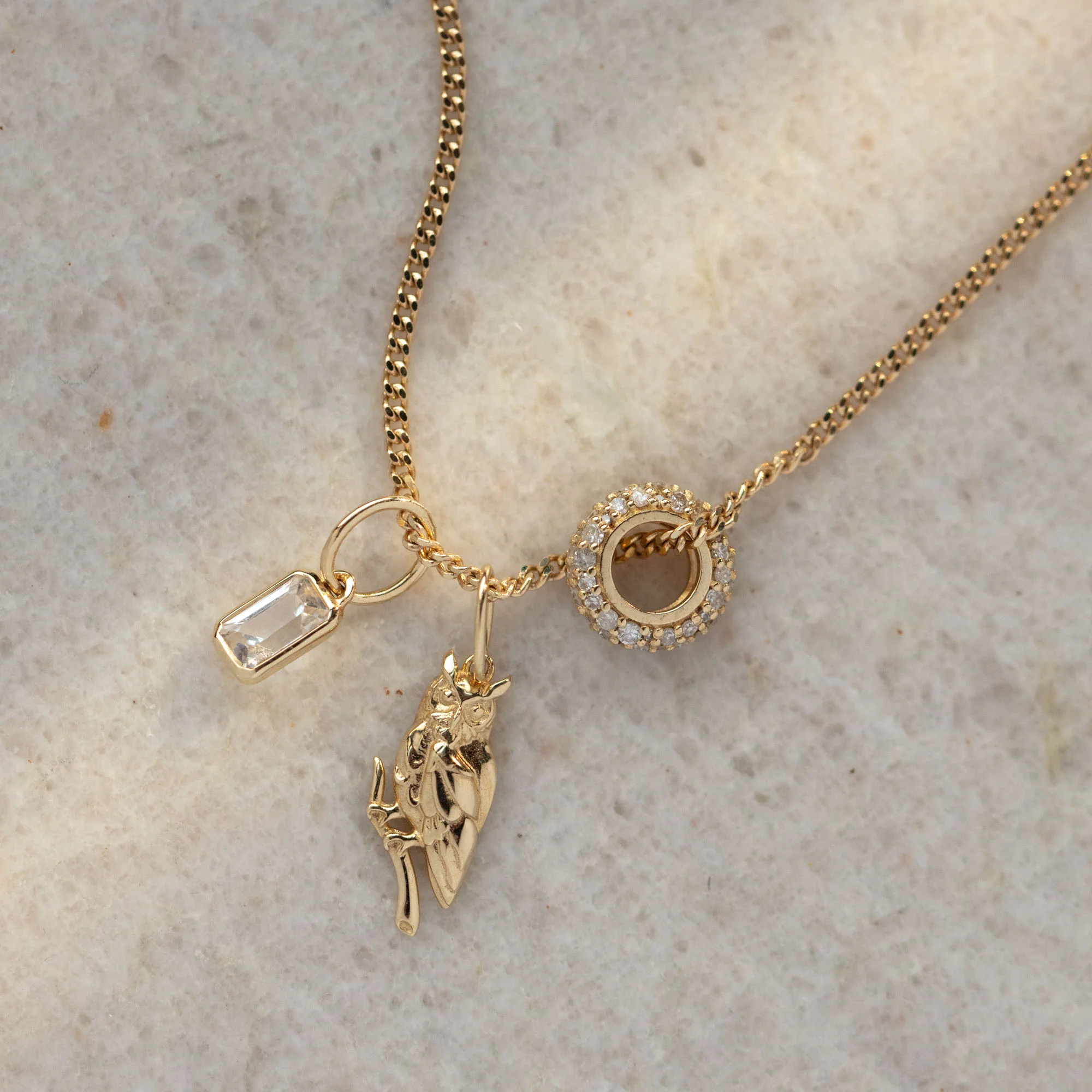 Solid Gold Birthstone Baguette Charm - Image 11
