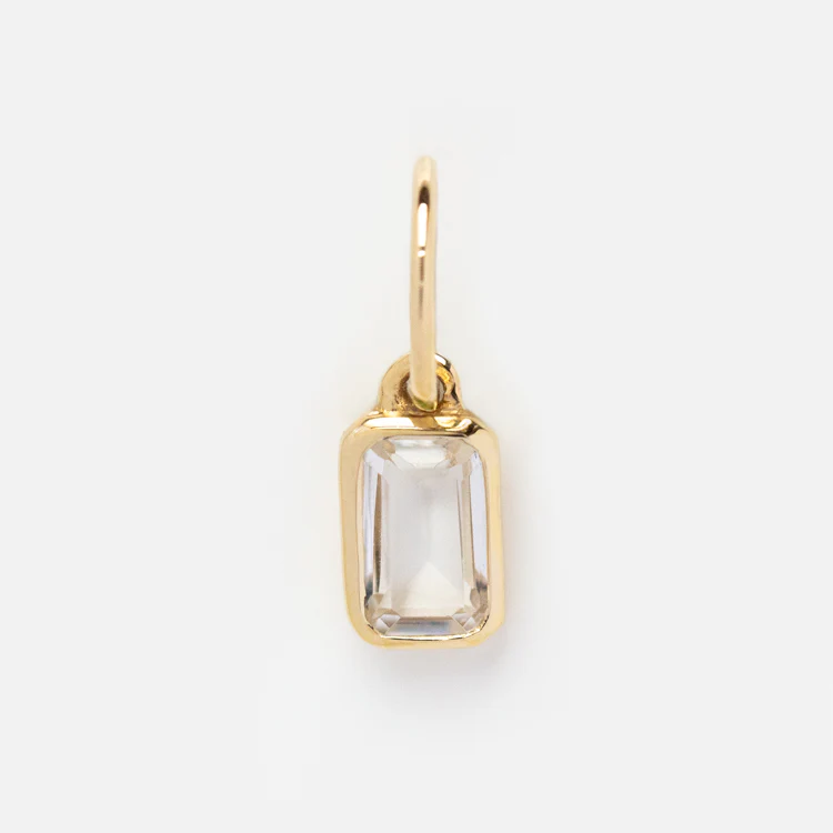 Solid Gold Birthstone Baguette Charm - Image 17