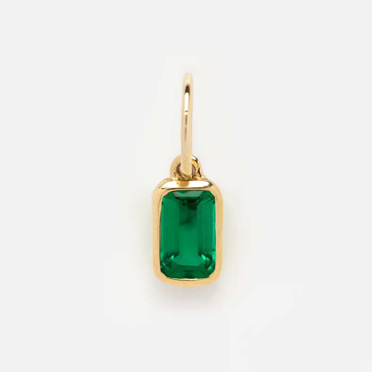 Solid Gold Birthstone Baguette Charm - Image 18