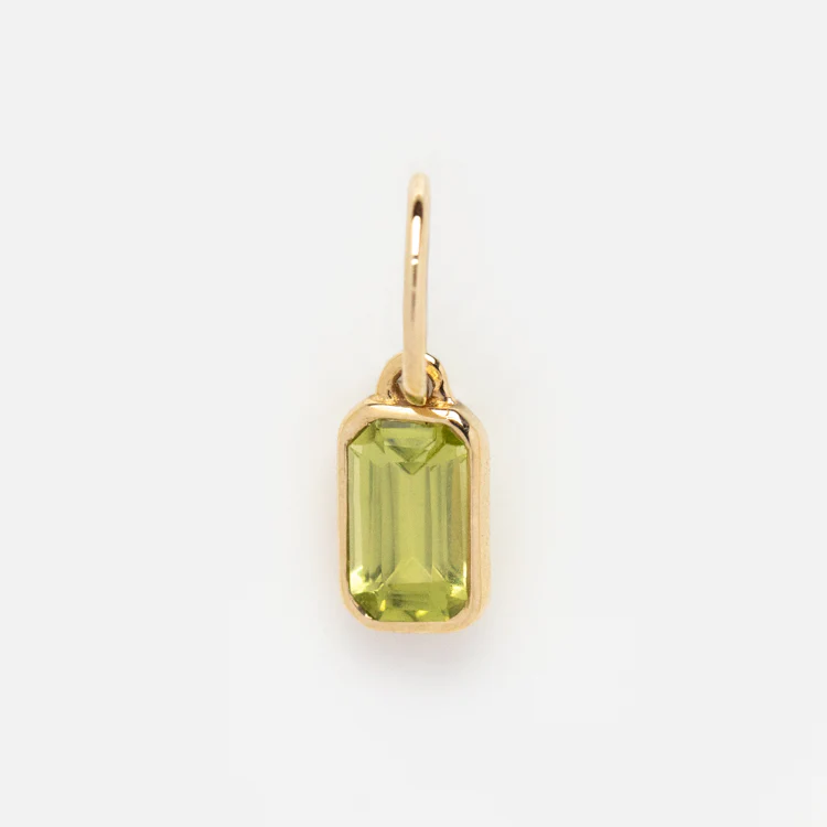 Solid Gold Birthstone Baguette Charm - Image 21