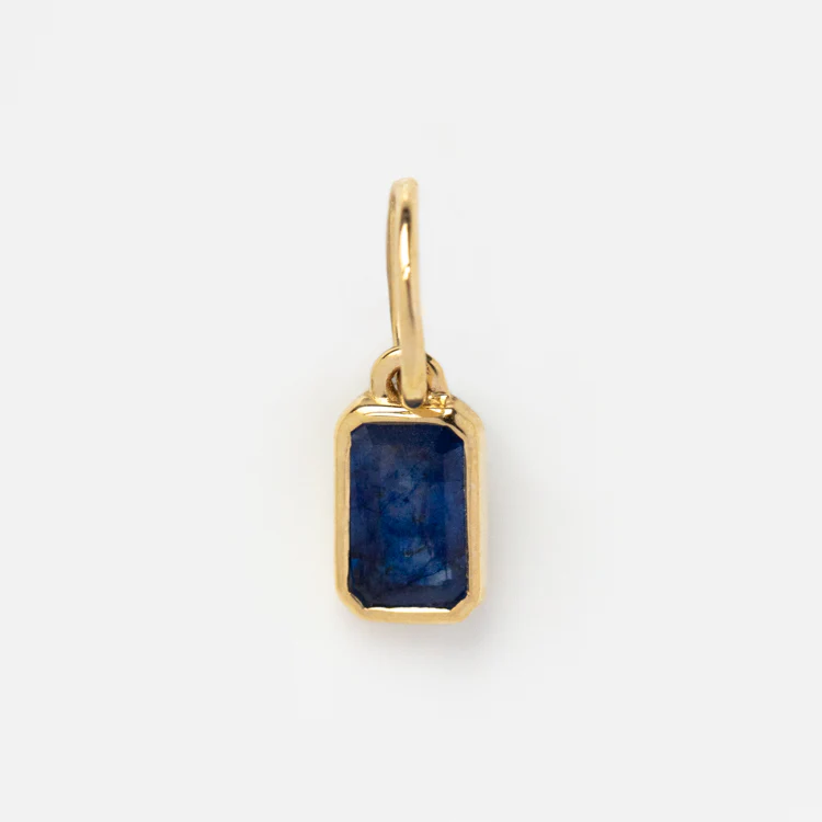 Solid Gold Birthstone Baguette Charm - Image 22