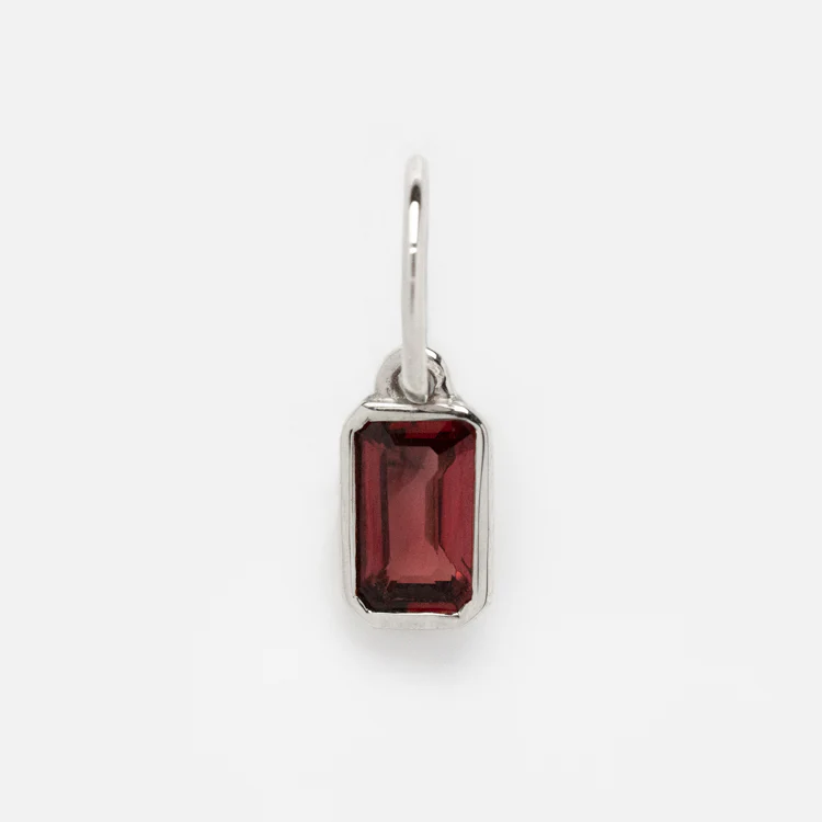 Solid Gold Birthstone Baguette Charm in White Gold - Image 3