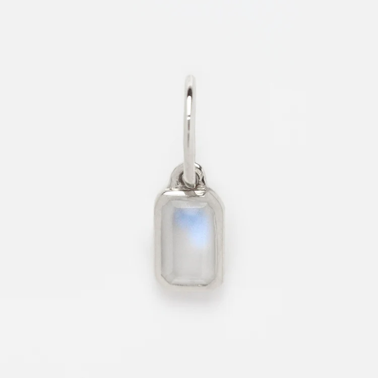 Solid Gold Birthstone Baguette Charm in White Gold - Image 7
