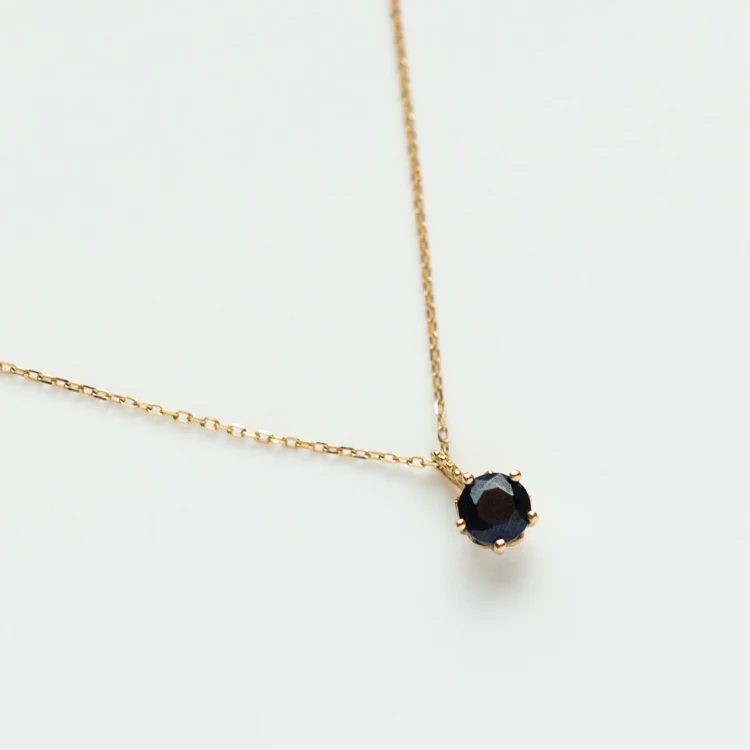 Solid Gold Blue Sapphire New Moon Necklace for Intuition - Image 3