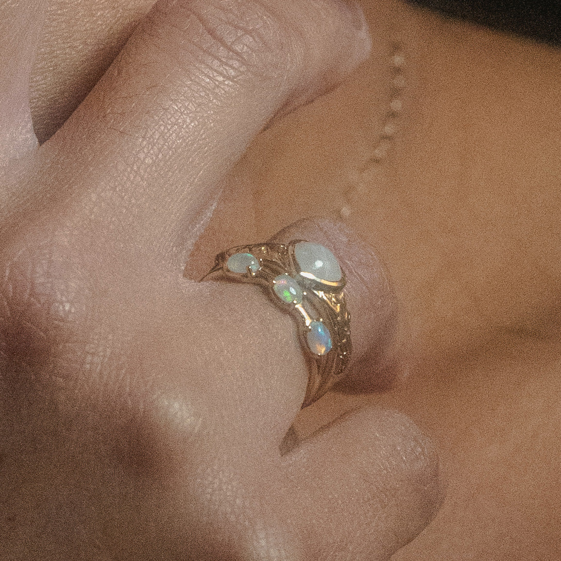 Solid Gold Bold Opal Trio Ring - Image 5