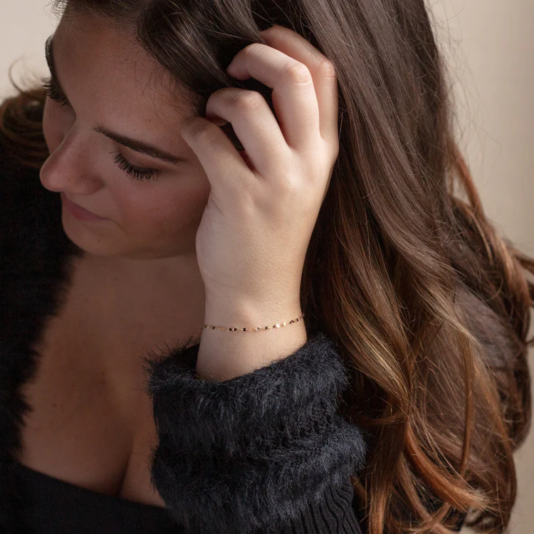 Solid Gold Bold Sparkle Link Chain Bracelet - Image 8